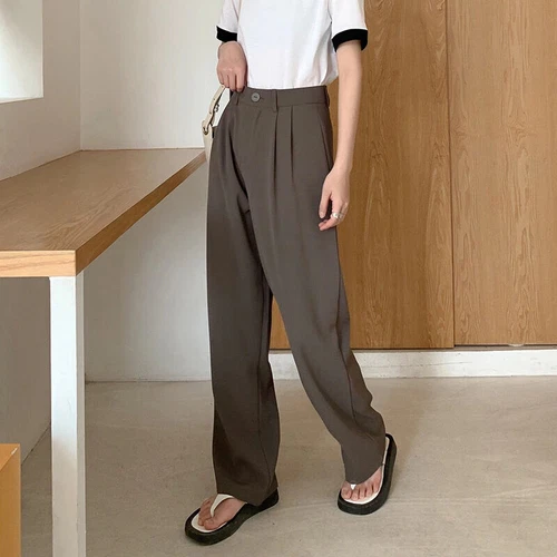 Anzughose Damen Hose Freizeit High Waist Gerades Büro Bein Weite Lang Herbst - Bild 9 von 23