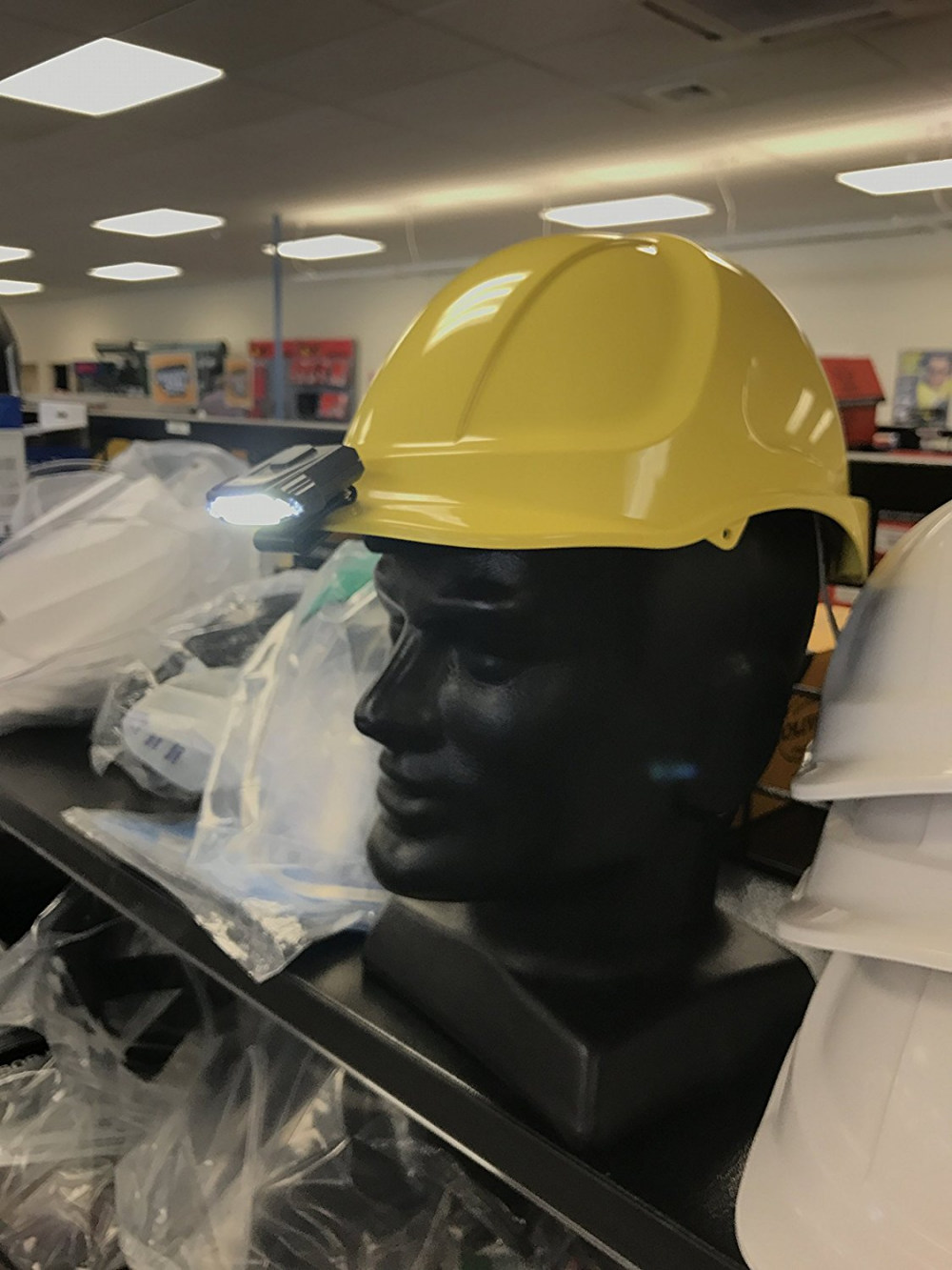 Hard Hat Clip On HeadLamp. Rechargeable LED Flashlight and Cap Light