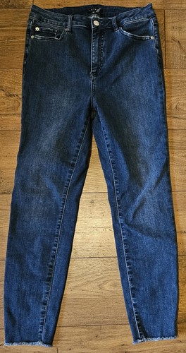 1. STATE SKINNY HIGH RISE Med. Wash Distress Raw Hems Skinny Jeans Sz 29