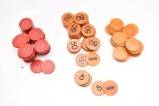 Vintage 150 Bakelite Poker Chips 5s 10s 50s Red Butterscotch Numbered