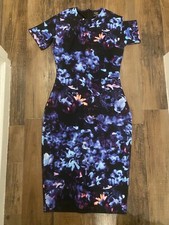 McQ Alexander McQueen Short Sleeve Printed Midi Blue Dress