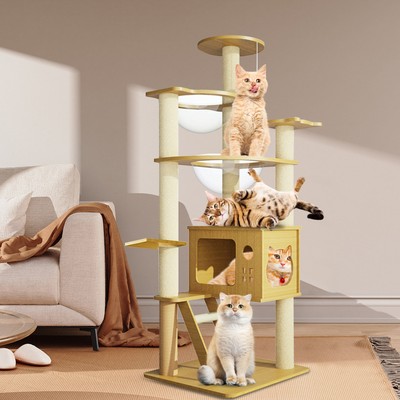 52 Inch Cat Tree Tower Activity Center Large Playing House Condo For Rest&Sleep