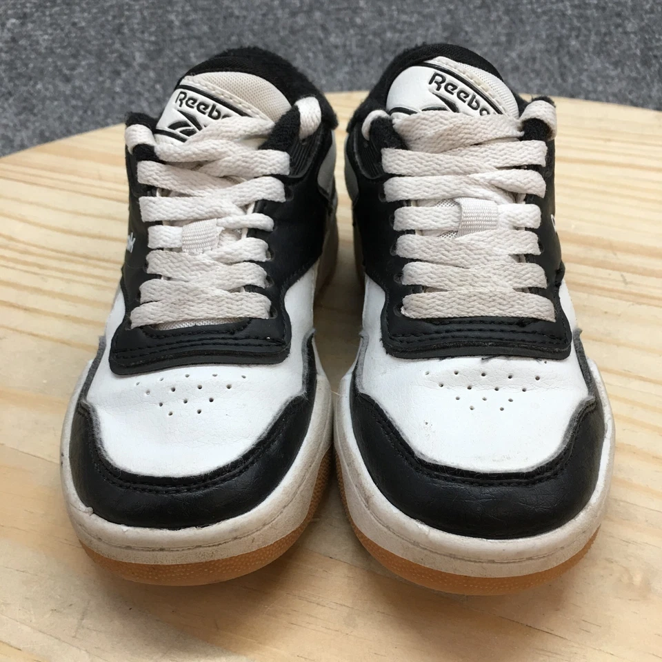 Reebok Shoes Youth 11 Boys Court Drift Athletic Low Sneakers Black White Leather - Image 4 of 4