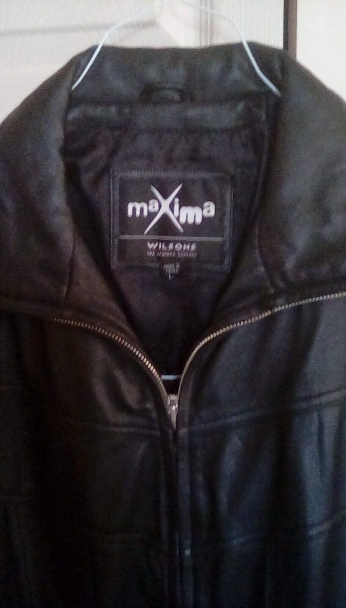 Wilsons Maxima Black Leather Jacket ,Zippered, Fully Lined Size L
