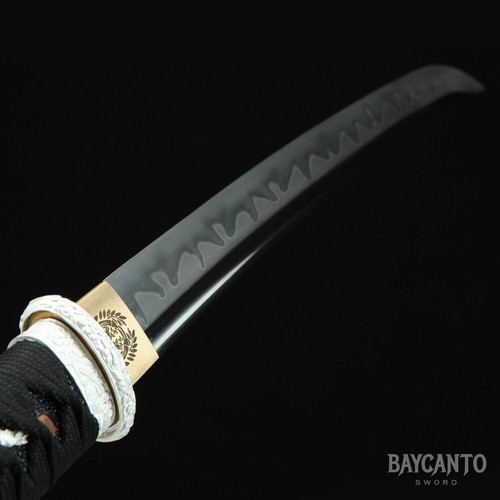 silver Tanto Sword Handmade Clay Tempered 1095 T10 Steel Japanese Katana Samurai - Picture 6 of 9