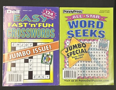 Lot of 2  Dell Penny Press Word Seek All Star  Digest Fast Crosswords Magazines
