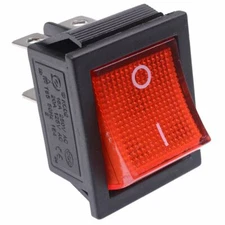 Red illuminated Large On-Off Rocker Switch 250V DPST