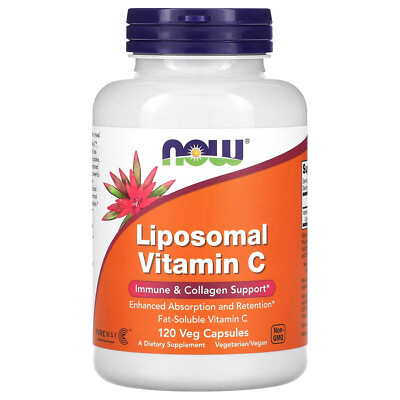NOW Liposomal Vitamin C, Immune & Collagen Support, 120 Veg Capsules