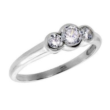 Sterling Silver 3-Stone Engagement CZ Ring, 4mm 0.25ct Brilliant Cut Center CZ