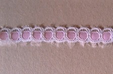 CRAFT-LACE-SEWING 15mm Pink/White Circle Design Lace mtr variations available 