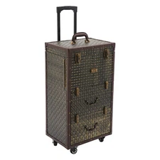 Rolling Lockable Makeup Train Case Organizer Trolley W/  2-stage Telescopic Rod