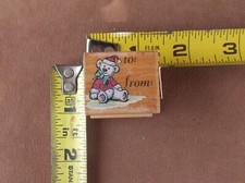 1 1/4 x 1" To/From Christmas Bear Rubber Stamp 644C All Night Media