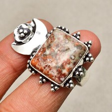 Crazy Lace Agate Gemstone 925 Sterling Silver Handmade Jewelry Ring Size 9