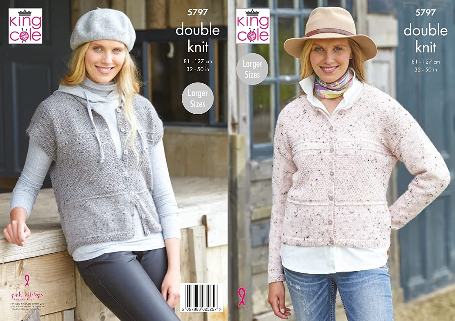 King Cole DK Knitting Pattern - 5797 Women's Cardigan & Waistcoat