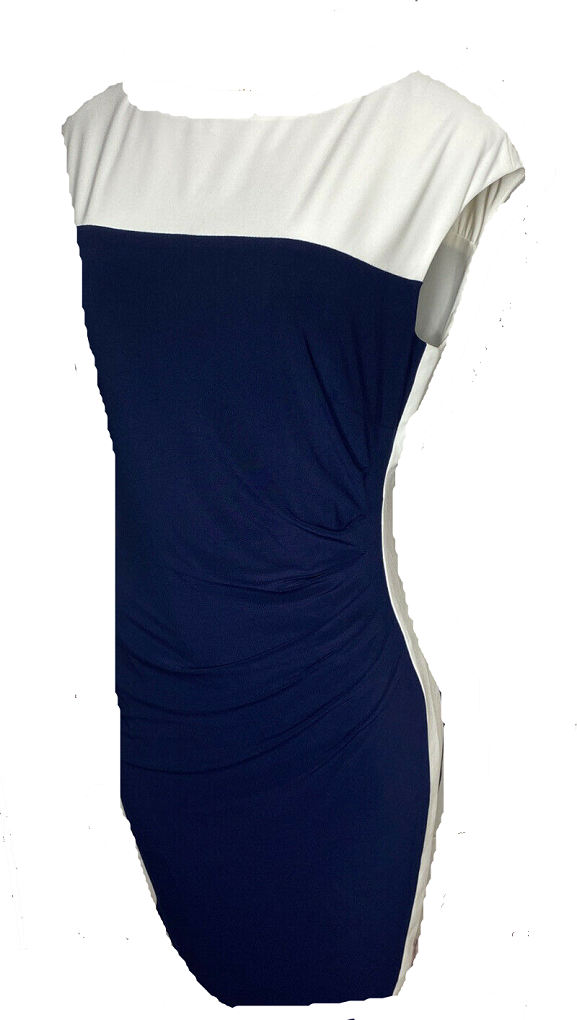 Ralph Lauren Women's NAVY BLUE / CREAM Sheath Dress SZ 8P