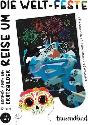 Tausendkind Learn & Play Kratzbilder REISE UM DIE WELT - FESTE 10-teiliges Set 