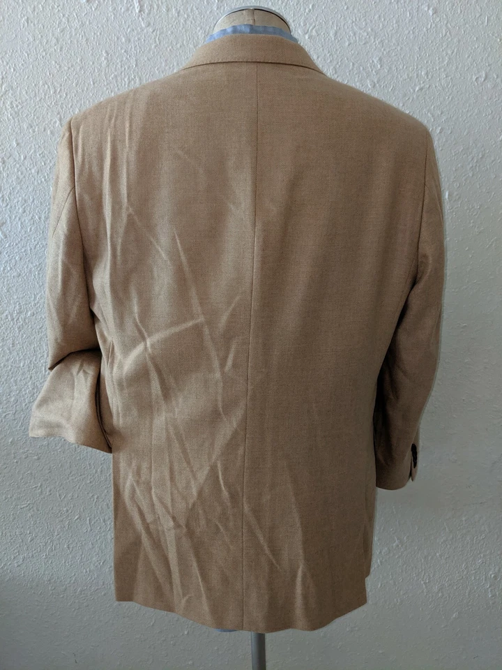 New SAKS 5TH AVE 44R PURE CASHMERE brown Tweed 2-Vent Sport Coat Jacket Blazer - Image 4 of 4