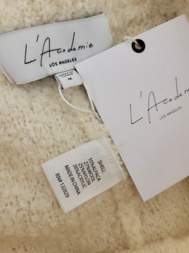 Pantaloni vita elastici nuovi con etichette L'Academie taglia media avorio misto lana alpaca - Foto 4 di 4