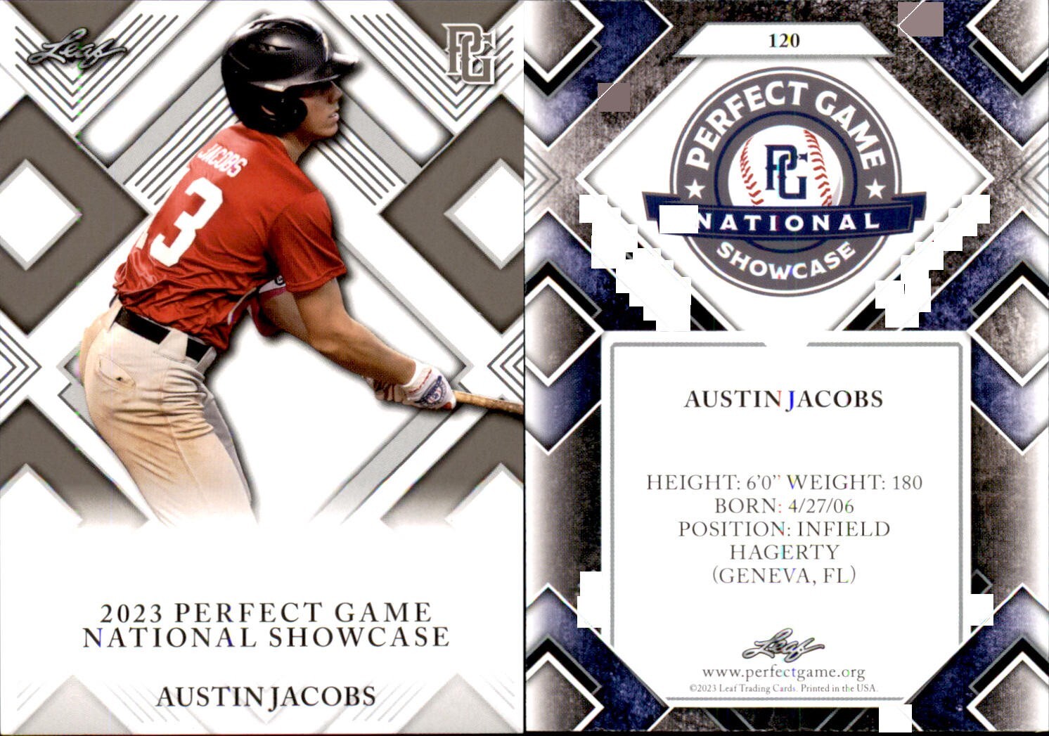 AUSTIN JACOBS Rookie 2023 Leaf Perfect Game National Showcase RC #120