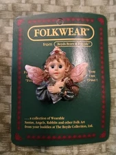 Boyds Bears And Friends Folkwear Pin, Flossie, Keep Smiling, Angel. 1995.