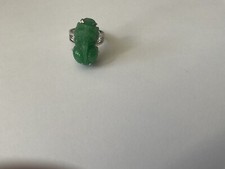 Natural Green Grade A Burmese Jadeite Jade Silver Plate Ring Size 5
