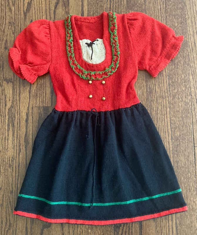 Girls Vintage Authentic Traditional German Dirndl Dress Hand Made Knit Bavarian