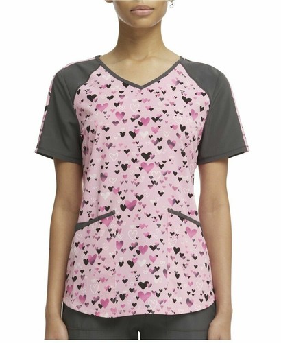 Pink Hearts Damen-Peeling-Top S L 3XL V-Ausschnitt Valentinstag Liebe - Bild 4 von 7