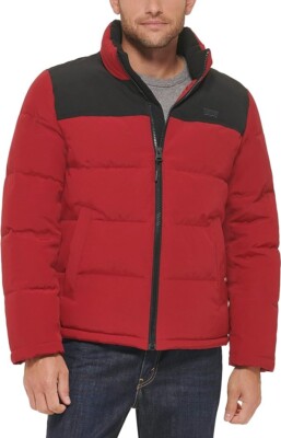 Levi's Men's Arctic Cloth Retro Bubble Puffer Jacket Red/Black