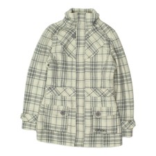 O'neill Womens White Grey Patterned Full Zip Pea Coat Style Jacket | Vintage