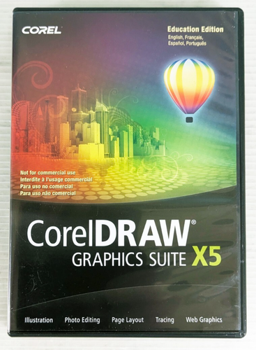 CorelDraw Graphics Suite X5 Education Edition Win7 DVD ROM EN FR PT ES w/Serial