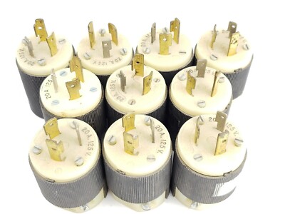 Lot of 10 Hubbell 231A Twist-Lock Turn & Pull Plugs, 20A, 250VAC, Male