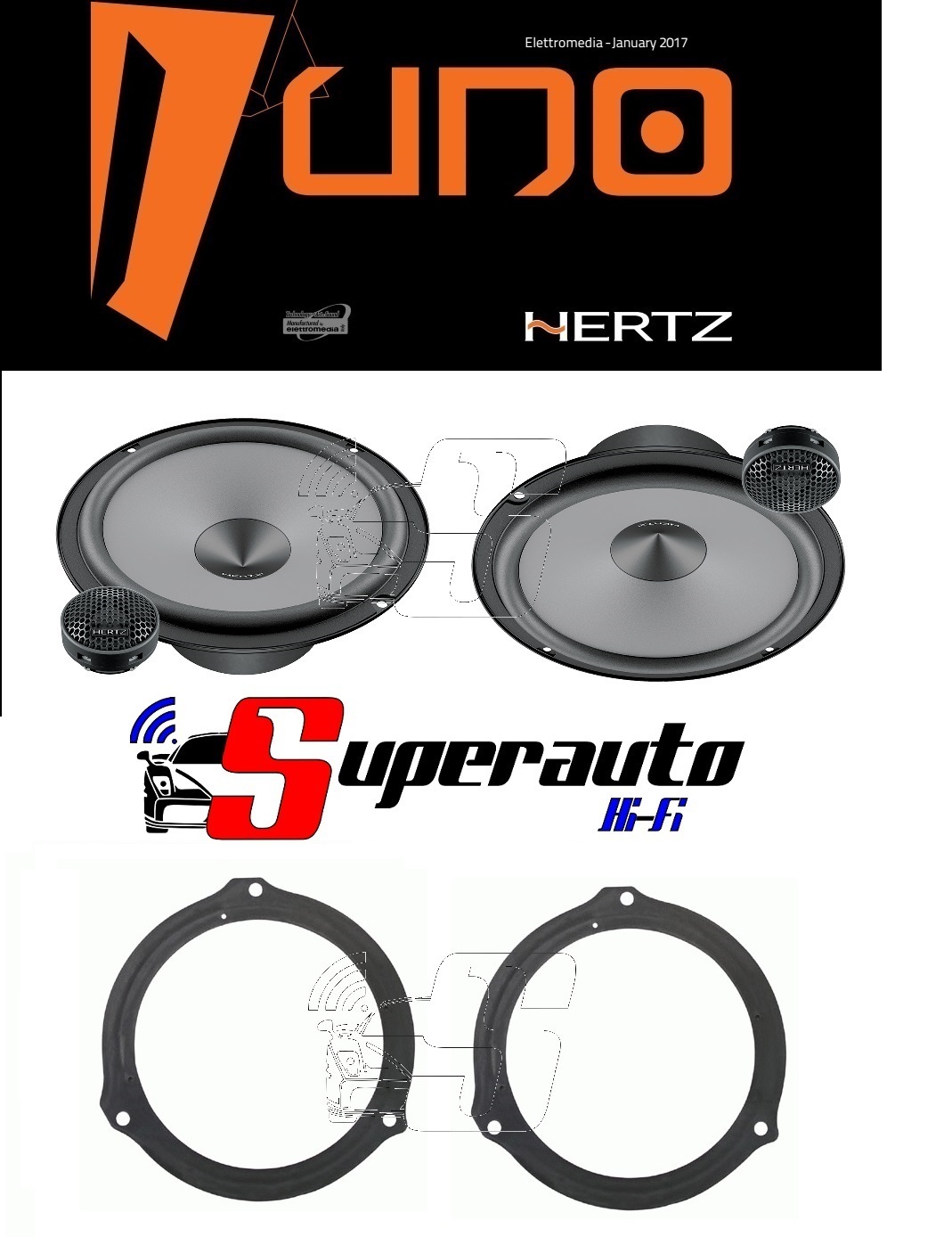 Offerta Kit Hertz LINEA UNO K165 + Adattatori Ford Focus | Altoparlanti 2 Vie
