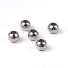 20 pcs 304 Stainless Steel Silver Ball Spacer Beads - 8mm x 6.5mm   Hole: 3.5mm