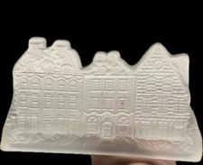 Vintage House of Lloyd Frosted  Village 3 Tea Light Candle Christmas 1989
