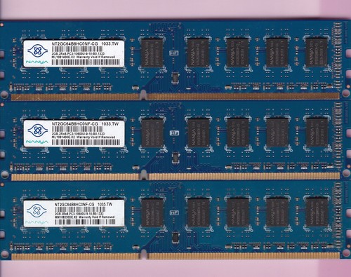 6GB 3x2GB PC3-10600 DDR3-1333 NANYA NT2GC64B8HC0NF-CG Desktop Memory Kit DIMM