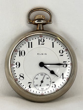 Functional Elgin Father Time Railroad Approved Pocket Watch 21 Jewel Size 18