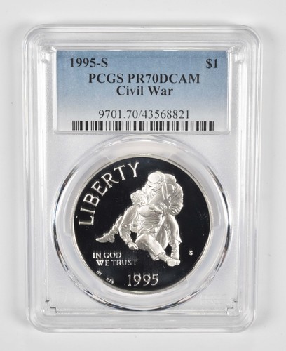 PR70 1995-S Civil War Commemorative Silver Dollar PCGS Blue Label *0108