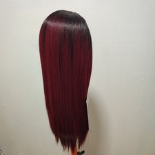 Vixen Human Hair Lace Front Free-Part Yaki Straight Wig 24in 1B/BG NT1B/BG