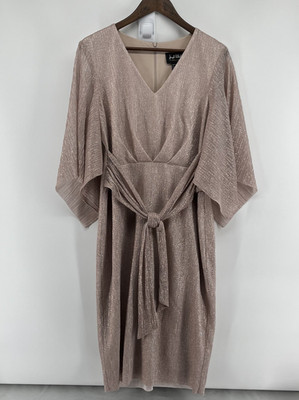 Joseph Ribkoff Signature Dress 12 Metallic Plisse Mother of Bride Wedding EUC!