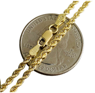 Unisex 10K Massiv Gelbgold 2,2 mm Seil Kette Halskette - RP040