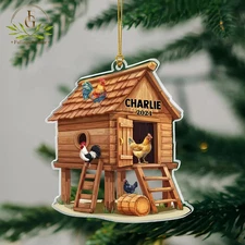 Personalized Chicken Coop Ornament, Chicken Farm Ornament, Gift for Chicken Love