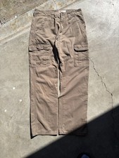 Wrangler Relaxed Fit Men's Brown Cotton Cargo Pants Button Accent Size 32x32