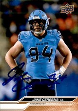 Jake Ceresna Signed 2024 Upper Deck CFL Football card Toronto Argonauts