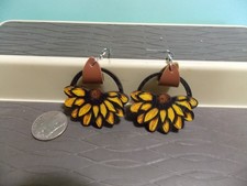 Sunflower Earrings Rustic Wood Boho Country Summertime