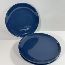 Ikea 15660 Blue Dinner Plates glossy deep blue 10.5” large dish Set Of 4