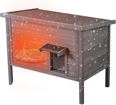 Weatherproof Outdoor Cat House with Insulation for Multiple Cats, 34'' L X 22'' W