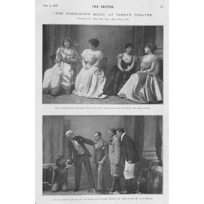 Szenen aus ''The Eider-Down Quilt'' in Terry's Theatre - Antikdruck 1897
