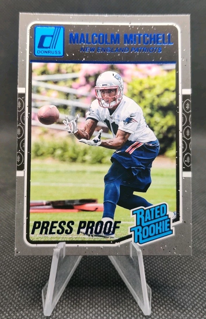 2016 Donruss Press Proofs Blue #385 Malcolm Mitchell Rookie RC Patriots Card