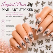 3D Nail Art Sticker Schleifen Leopard Animal Print Selbstklebend BLE877D