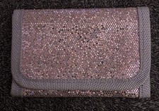 Girls Pink Purple Glitter Canvas Trifold Wallet with Multiple Compartments